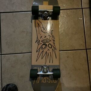 Kids Skateboard with Graphic Design - Tan and Black